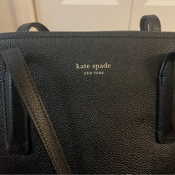 Kate Spade Black Leather Tote Handbag with Dust Bag EUC - Picture 3 of 12